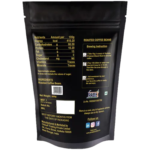 Premium Blend (Espresso Blend) | Roast & Ground | Filter Coffee Pouch