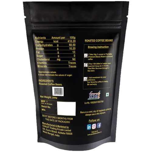 Premium Blend (Espresso Blend) | Roast & Ground | Filter Coffee Pouch